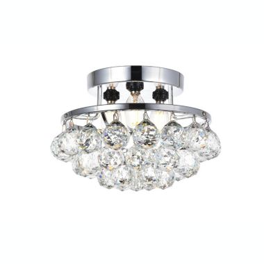 Elegant Lighting Corona 3 light Chrome Flush Mount Clear Royal Cut Crystal. View a larger version of this product image.