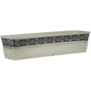 Classic Home and Garden Corinthian Resin Flower Pot Rectangle Planter, Concrete Grey, 18in