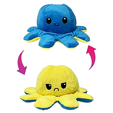 Link Moody Reversible Emotion Octopus Plushie Sad/Happy Express Your Emotions Moody Plush Toy Sensory Fidget Toy for Stress Relief -  Yellow/Blue. View a larger version of this product image.