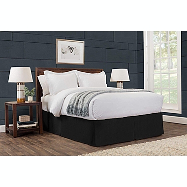 SHOPBEDDING Tailored Velvet Bed Skirt with Split Corner 21inch Drop-Full, Black Modern Dust Ruffle, High-End. View a larger version of this product image.