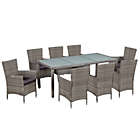 Alternate image 1 for vidaXL 9 Piece Patio Dining Set with Cushions Poly Rattan Gray