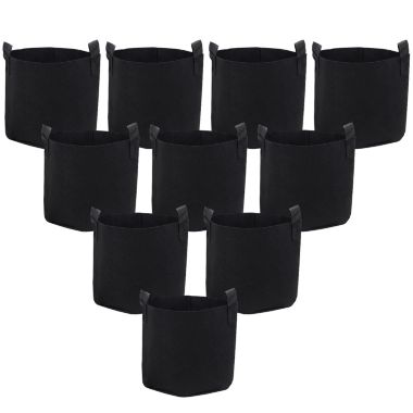 Sunnydaze 3-Gallon Garden Grow Bag with Handles Nonwoven Polypropylene Fabric, Black, 10pc. View a larger version of this product image.