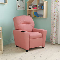 Flash Furniture Contemporary Pink Vinyl Kids Recliner With Cup Holder - Pink Vinyl