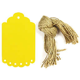 Wrapables 50 Gift Tags/Kraft Hang Tags with Free Cut Strings for Gifts, Crafts & Price Tags, Large Scalloped Edge / Yellow