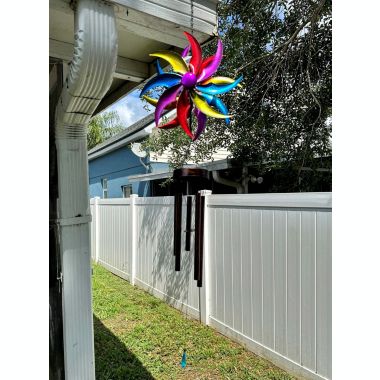 Things2Die4 Set of 2 Metal Rainbow Wind Spinner Hanging Chimes Outdoor Decor Garden 46 Inches. View a larger version of this product image.