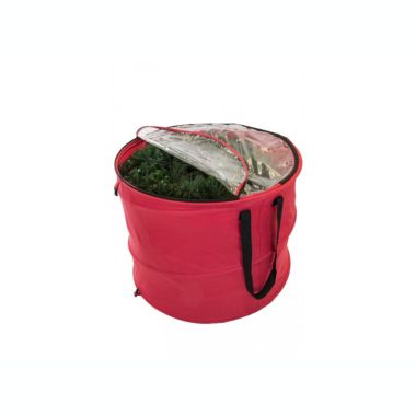 Tree Keeper 30" Red and Black Extra Large Pop-Up Christmas Decors Storage Bag. View a larger version of this product image.