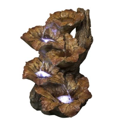 Northlight 21.75" LED Lighted Wood Design Outdoor Garden Water Fountain