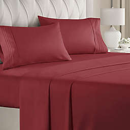 CGK Unlimited 4 Piece Microfiber Solid Sheet Set - Twin Extra Long - Burgundy