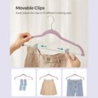Alternate image 3 for SONGMICS Pants Hangers, Set of 30 Velvet Hangers with Adjustable Clips, Space-Saving, Non-Slip for Skirts, Coats, Dresses, 16.7-Inch Long, Pale Purple