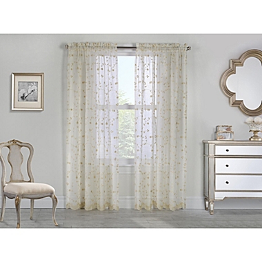 Commonwealth Habitat Grandeur Deep Scalloped Embroidery Pole Top Window Panel - 52x84" - Cream. View a larger version of this product image.