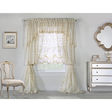 Commonwealth Habitat Grandeur Deep Scalloped Embroidery Pole Top Window Panel - 52x84" - Cream. View a larger version of this product image.