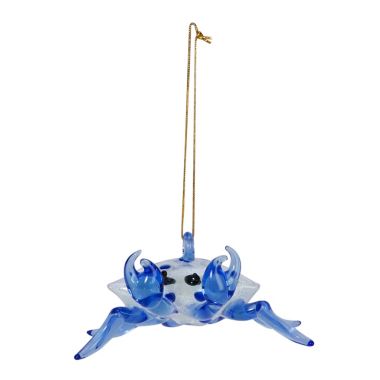 Blue Crab Glow in the Dark Glass Christmas Ornament. View a larger version of this product image.