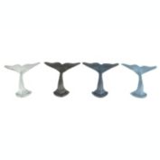 Zeckos Set of 4 Cast Iron Whale Tail Wall Hooks