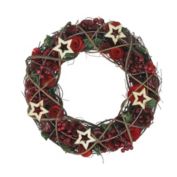 Northlight Apples and Berries with Stars Artificial Christmas Wreath,13-Inch, Unlit