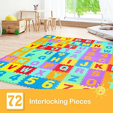 Slickblue Kids Foam Interlocking Puzzle Play Mat with Alphabet and Numbers 72 Pieces Set. View a larger version of this product image.