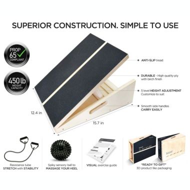 flybold Slant Board Calf Stretcher Ankle Stretcher Calf Stretch Wedge Adjustable Incline. View a larger version of this product image.