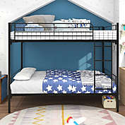 Infinity Merch Twin-Over-Full Bunk Bed with Metal Frame and Ladder in Black