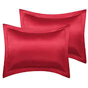 PiccoCasa Satin Pillowcase Silky Sateen Pillow Covers Queen(20"X30") Wine Red 2 Pcs