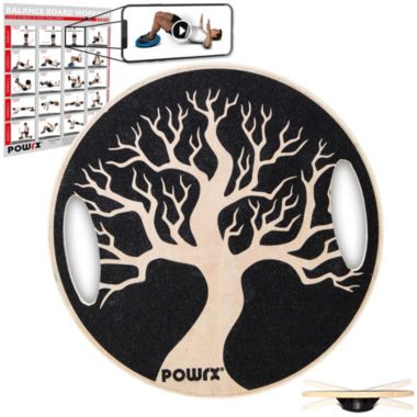 POWRX Balance Board with Handles for Proprioceptive and Physiotherapy Training Wobble Board for Physical Therapy Wooden, 16 Inch Diameter. View a larger version of this product image.