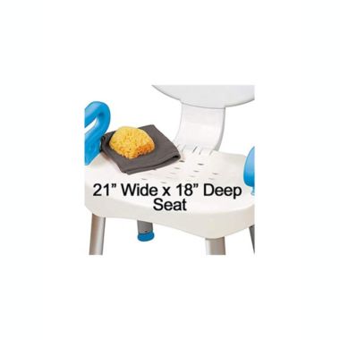 Carex E-Z Bath and Shower Seat with Handles - Shower Chair with Back for Elderly, Seniors, Handicap - Sturdy Frame - Supports Up to 300 Pounds. View a larger version of this product image.