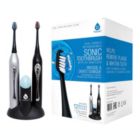 Alternate image 0 for Pursonic Dual Handle Sonic Toothbrush with UV Sanitizer, 12 brush heads, Black/Silver