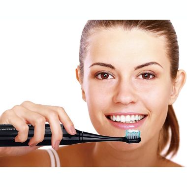 Pursonic Dual Handle Sonic Toothbrush with UV Sanitizer, 12 brush heads, Black/Silver. View a larger version of this product image.