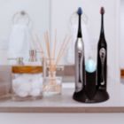 Alternate image 2 for Pursonic Dual Handle Sonic Toothbrush with UV Sanitizer, 12 brush heads, Black/Silver
