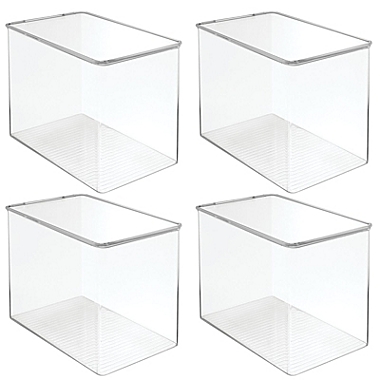 mDesign Stackable Closet Shoe Storage Bin Box with Lid, Clear, 4-Pack. View a larger version of this product image.