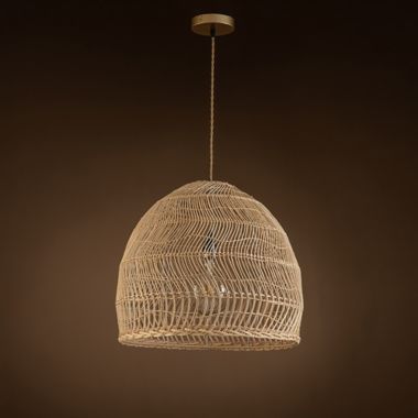 ELE Light & Decor Aura 1-Light Brown Pendant Design Pendant Light with Rattan Shade. View a larger version of this product image.