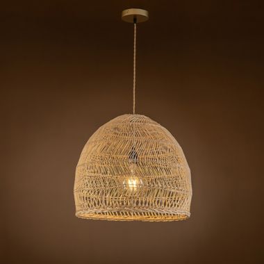 ELE Light & Decor Aura 1-Light Brown Pendant Design Pendant Light with Rattan Shade. View a larger version of this product image.