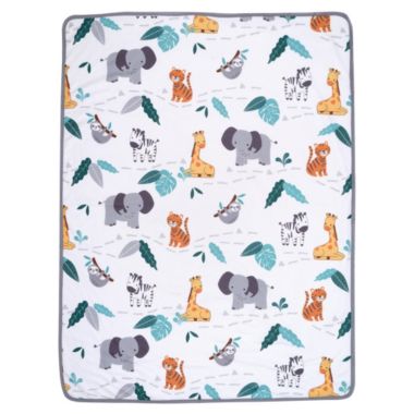 Bedtime Originals Mighty Jungle Animals White Fleece Baby Blanket. View a larger version of this product image.