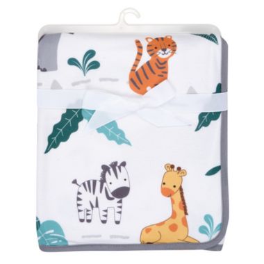 Bedtime Originals Mighty Jungle Animals White Fleece Baby Blanket. View a larger version of this product image.