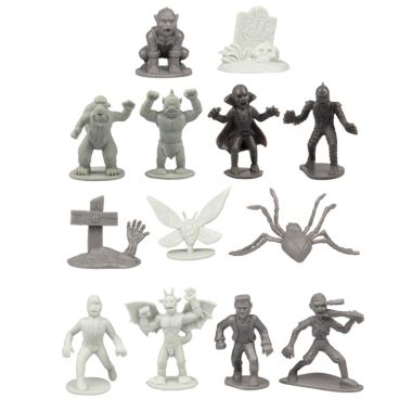 SCS Direct Monster Mini Action Figure Playset- 100 Horror Toy Miniatures w 13 Unique Sculpts - Dracula, Frankenstein, Giant Spiders and More- XL 1/32nd Scale Halloween Character Accessories. View a larger version of this product image.