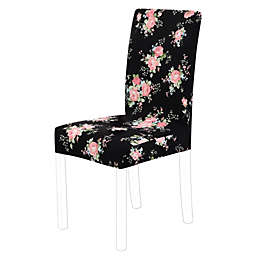 PiccoCasa Spandex Pattern Chair Cover, Washable Stretch Bar Stool Slipcover Kitchen Chair Protector Spandex Chair Seat Cover for Home Decorative/Dining Room/Party/Wedding (Medium, Black)