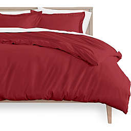 Bare Home Duvet Cover and Sham Set - Premium 1800 Ultra-Soft Brushed Microfiber - Hypoallergenic, Easy Care, Wrinkle Resistant (Red, Queen)