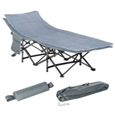 Gray Folding Bed Outdoor Camping Cot Portable Picnic Hiking Sleeping Gear W/ Bag 