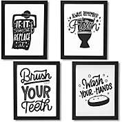 Juvale Bathroom Wall Art Prints, Funny Quotes Bathroom Decor (8 x 0.5 x 10 In, 4 Pack)