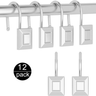 Infinity Merch 12 Pieces Bath Curtain Hook in Square Nickel Silver Plating. View a larger version of this product image.