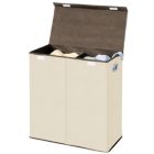 Alternate image 3 for mDesign Divided Laundry Hamper Basket with Lid, Chrome Handles