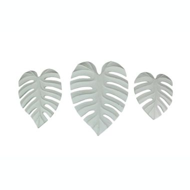 Things2Die4 Set of 3 Tropical Leaf Hand Carved Wood Sculptures Wall Hanging Plaque Art Decor. View a larger version of this product image.