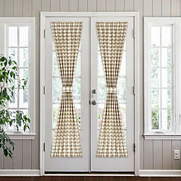 Kate Aurora Plaid Country Farmhouse French Door Curtain Panel With Matching Tieback - 54W x 72L, Linen