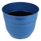 Alternate image 1 for Garden Elements Glazed Brushed Happy Large Plastic Planter, Dark Blue, 15 Inch