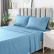 Stock Preferred Luxury Soft Extra Deep Pocket Bed Sheets Set in 4-Pieces Queen Size Blue