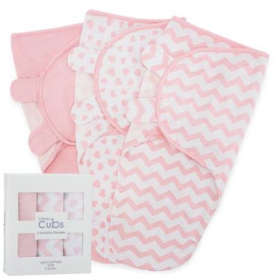 Swaddle Blanket Baby Girl Boy Easy Adjustable 3 Pack Infant Sleep Sack Wrap Newborn Babies by Comfy Cubs (Small 0-3 Month, Pink)