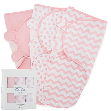 Swaddle Blanket Baby Girl Boy Easy Adjustable 3 Pack Infant Sleep Sack Wrap Newborn Babies by Comfy Cubs (Small 0-3 Month, Pink). View a larger version of this product image.