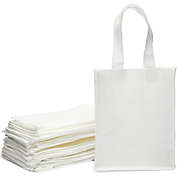 Okuna Outpost Non Woven Tote Bags for Shopping and Groceries (White, 8 x 10 x 4 In, 24 Pack)