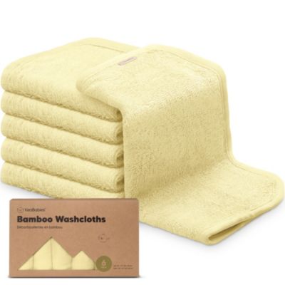 KeaBabies 6pk Baby Washcloths, High Absorbent and Soft Baby Towels and Washcloths, Baby Bath Towel (Sunshine)