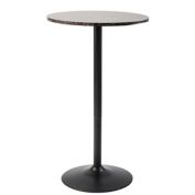 Pearington 39 in. Black Metal Frame Bar Table with Faux Marble Top