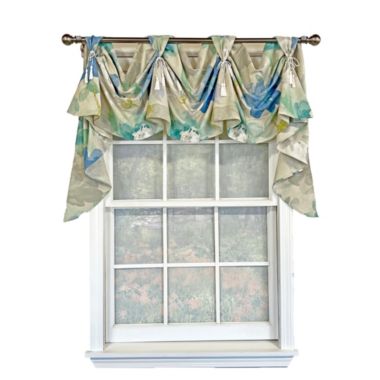 RLF Home Linen Floral 2-Scoop Victory Swag Natural. 3 Tabs 54"W X 26"L For windows up to 48"W. View a larger version of this product image.