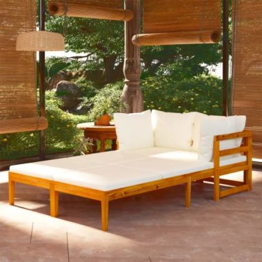 Stock Preferred 2 pcs Sun Loungers with Cream White Cushions. View a larger version of this product image.